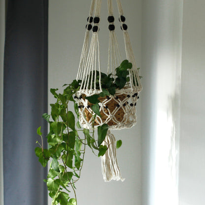 Macetero Macramé Grande con Cuentas