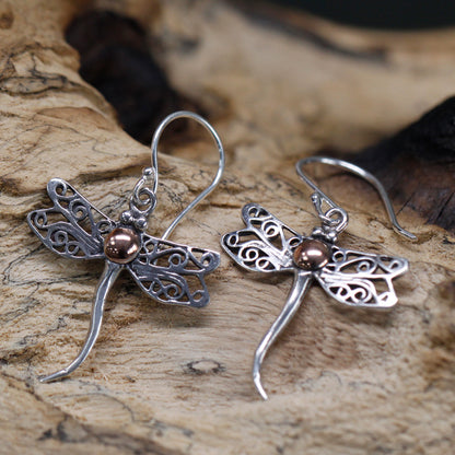 Pendientes Plata y Oro Libélulas