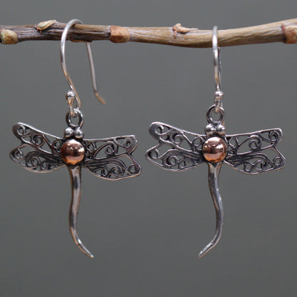 Pendientes Plata y Oro Libélulas