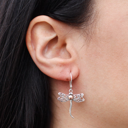 Pendientes Plata y Oro Libélulas