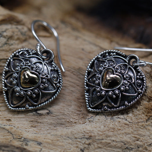 Silber- und Goldanhänger - Mandala-Herzen