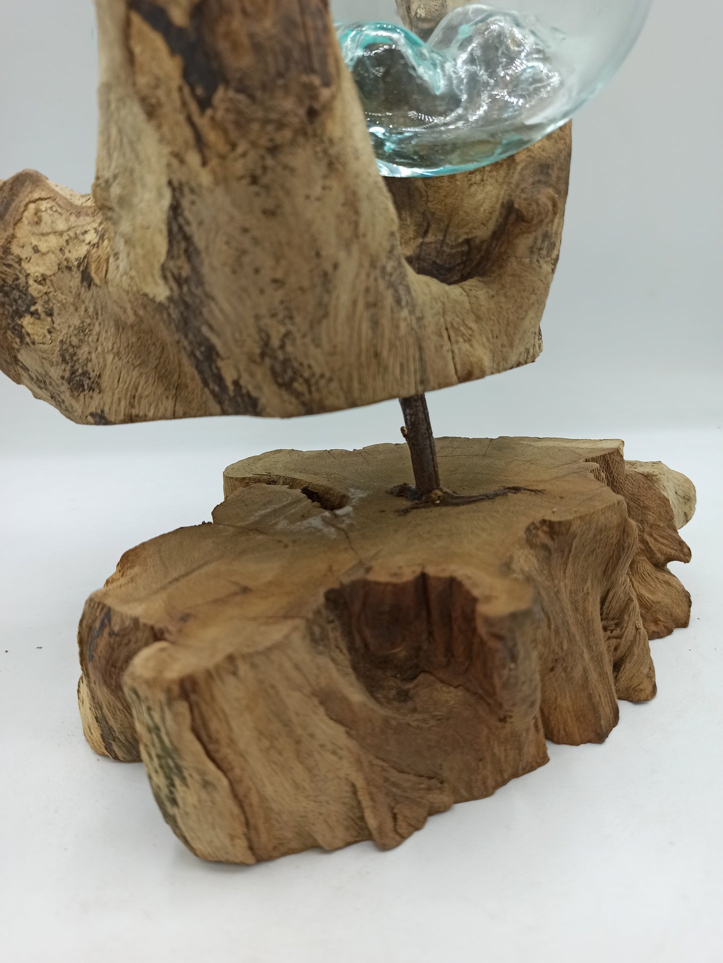 Geschmolzenes Glas auf Holz mit Ständer - Große Schale