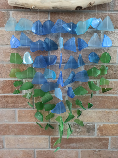 Carillón de vidrio reciclado - Azul y verde