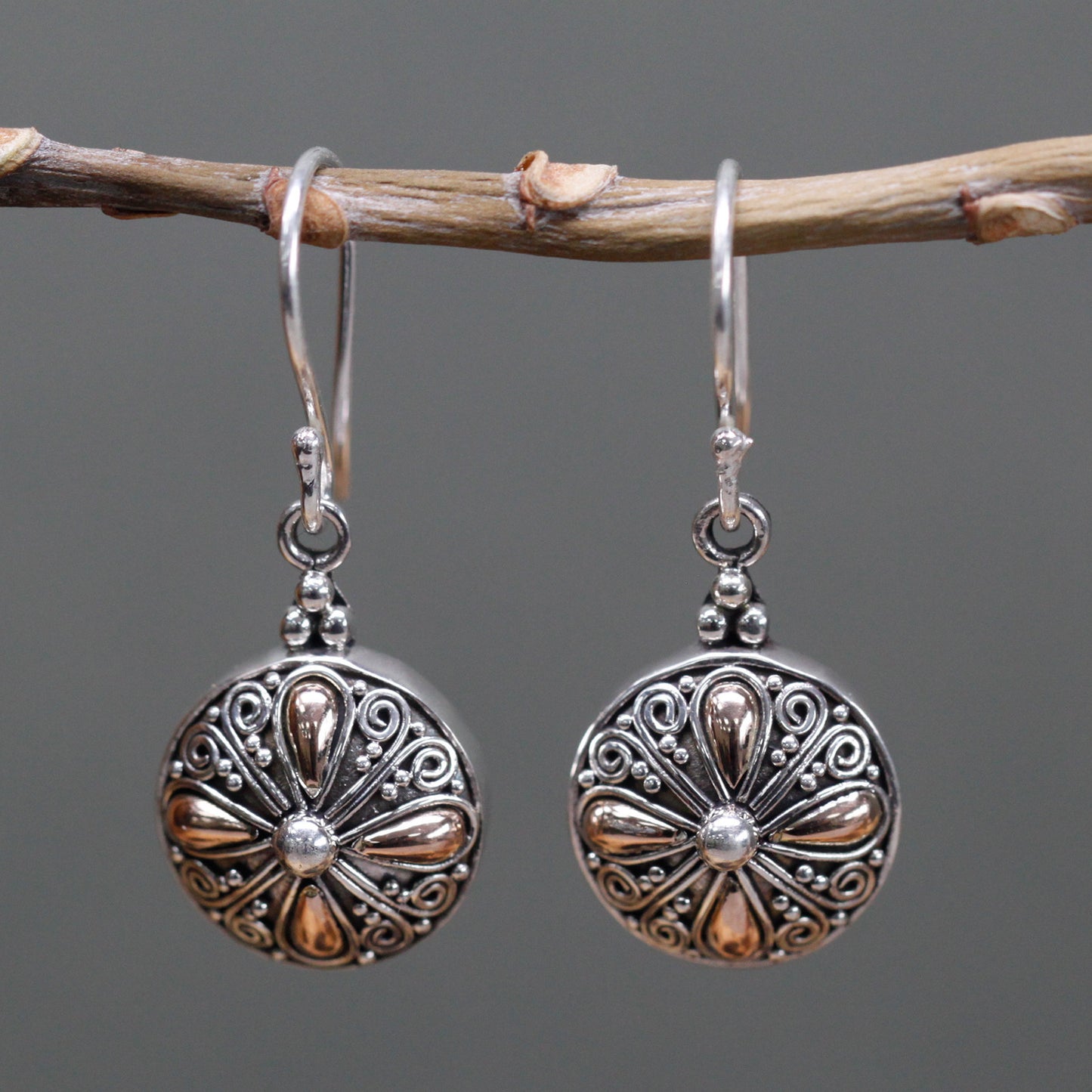 Silber- und Goldohrring - Klassisch rund