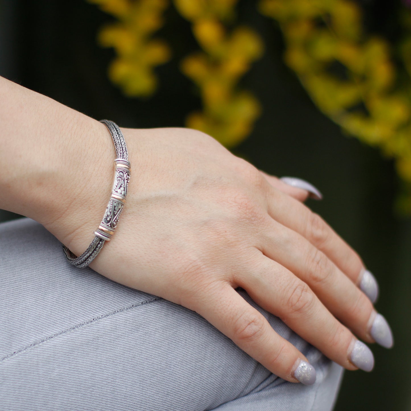 Silber- und Goldarmband - Unisex-Zwillingskette