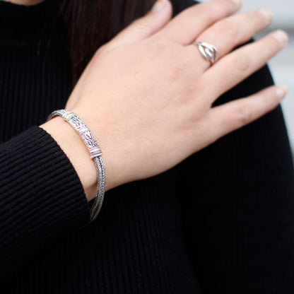 Pulsera Plata y Oro Cadena Gemela Unisex