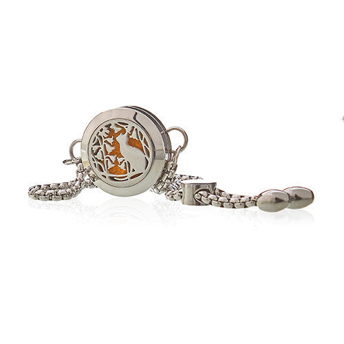 Aromatherapie-Kettenarmband – Katze und Blumen – 20 mm