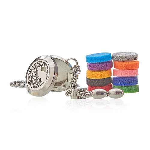 Bracelet chaîne d'aromathérapie - Chat et fleurs - 20 mm