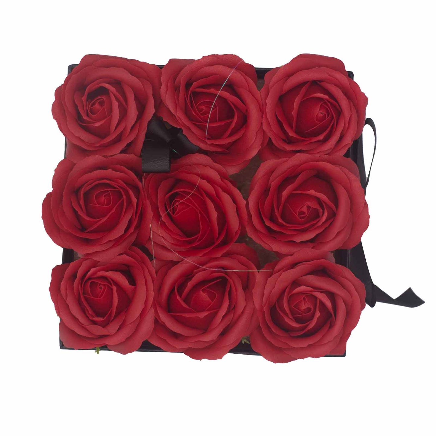 Geschenkbox - Seifenblume 9 Rote Rosen - Quadratisch