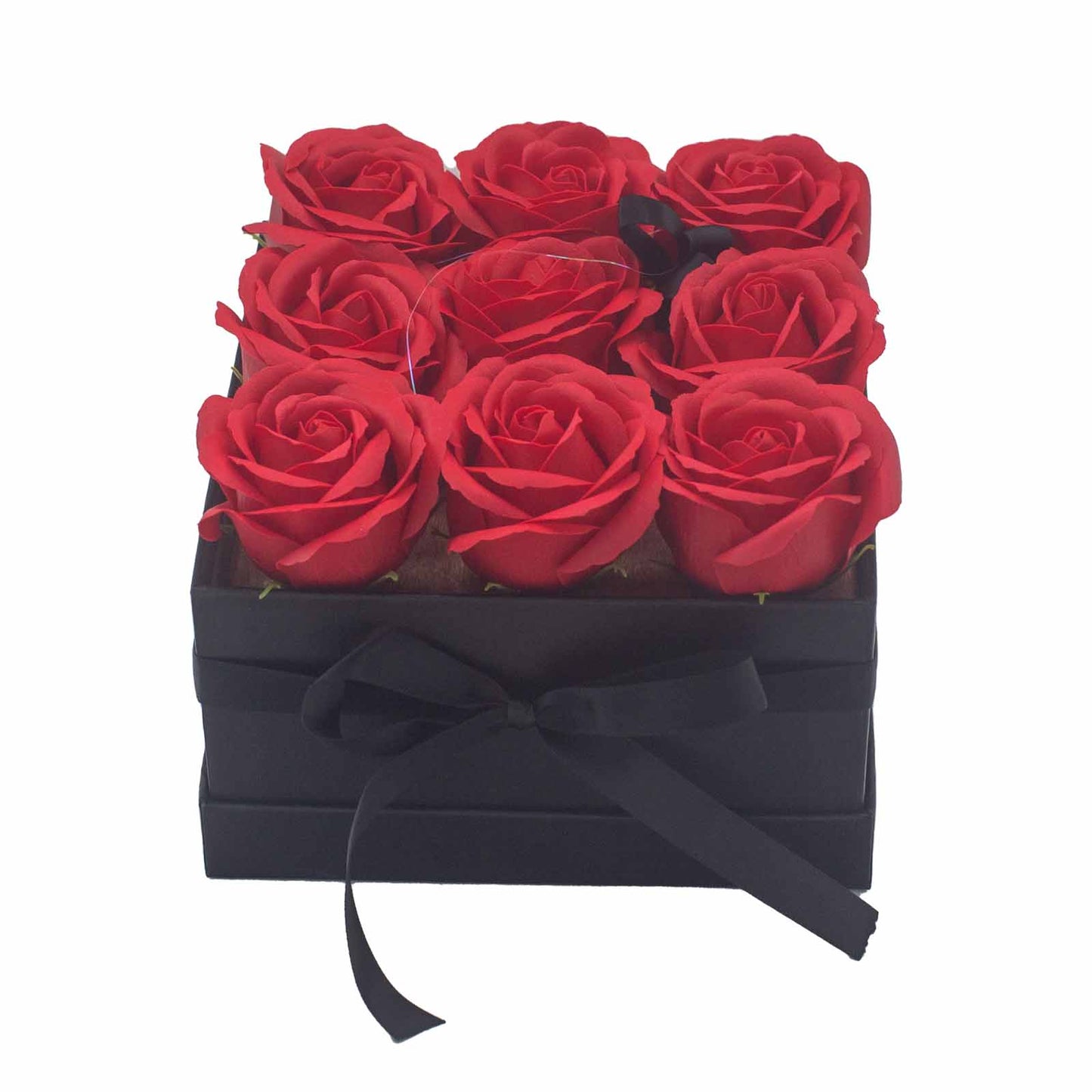 Geschenkbox - Seifenblume 9 Rote Rosen - Quadratisch