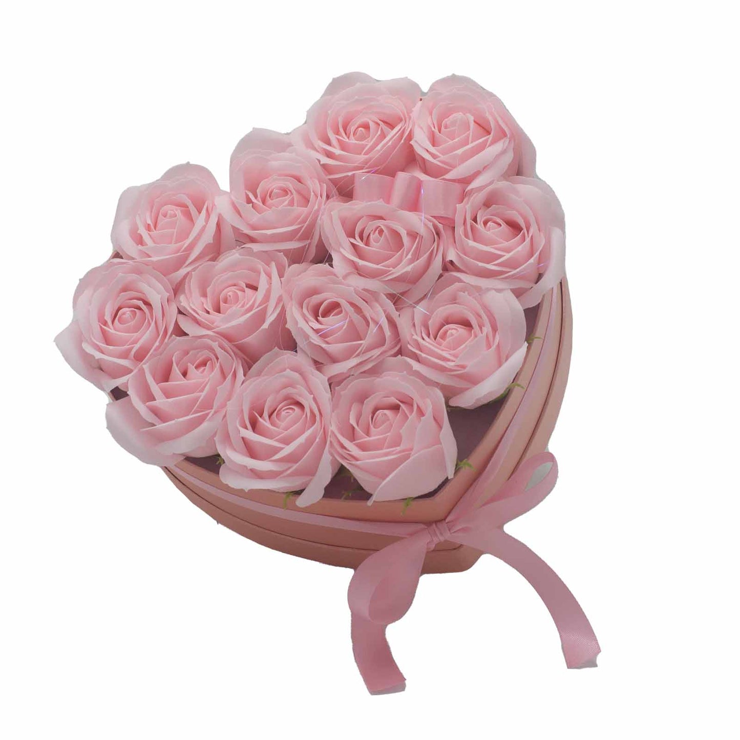 Geschenkbox - Seifenblume 13 rosa Rosen - Herz