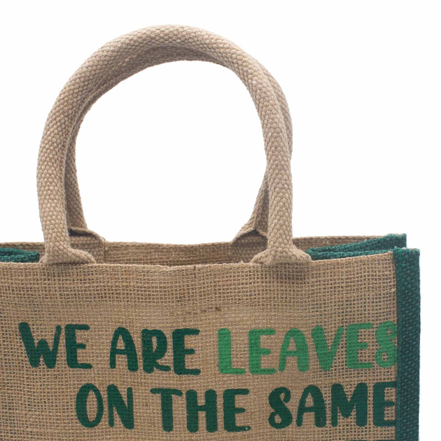 bolsa de yute estampada - Somos hojas - Amarillo, Azul y Natural