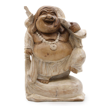 Happy Buddha Hands Up - Whitewash 40cm