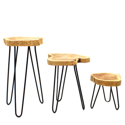 Juego de 3 maceteros de madera Gamell - Natural