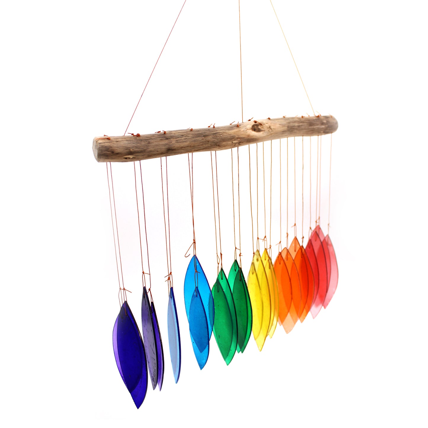 Windspiel aus recyceltem Glas – Regenbogen