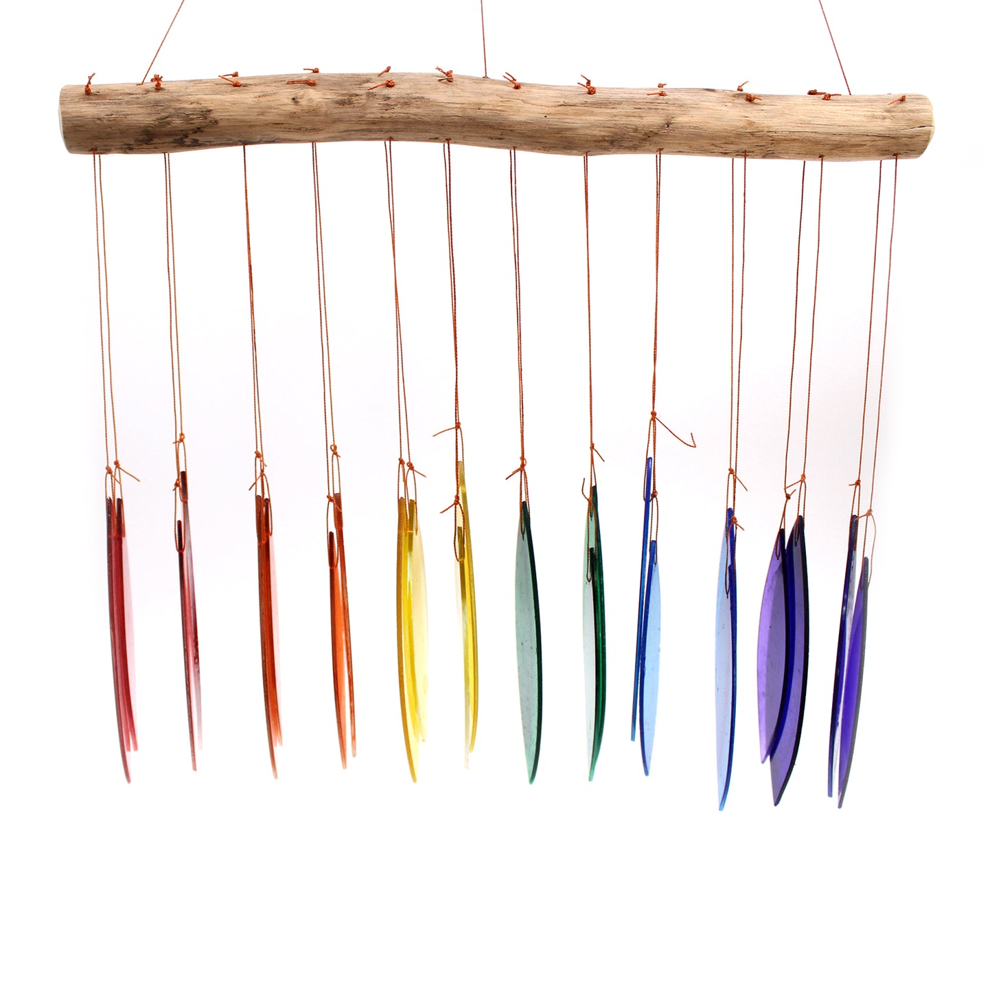 Windspiel aus recyceltem Glas – Regenbogen