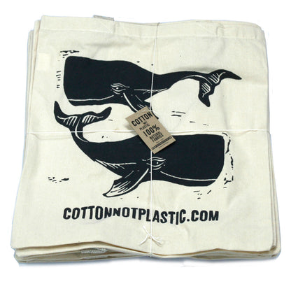 Bolsa Algodón Natural 6oz Ballenas 38x42cm
