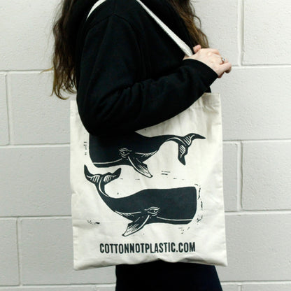 Bolsa Algodón Natural 6oz Ballenas 38x42cm