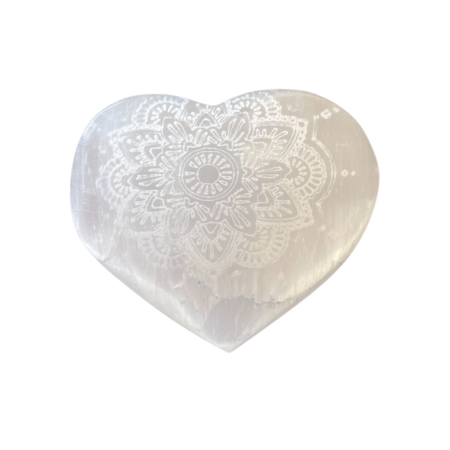 Selenitherz - 7-8cm - Graviertes Mandala