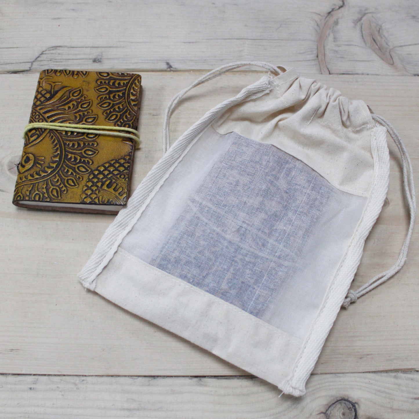 Mittlere Baumwolltasche mit Fenster – 21 x 15 cm