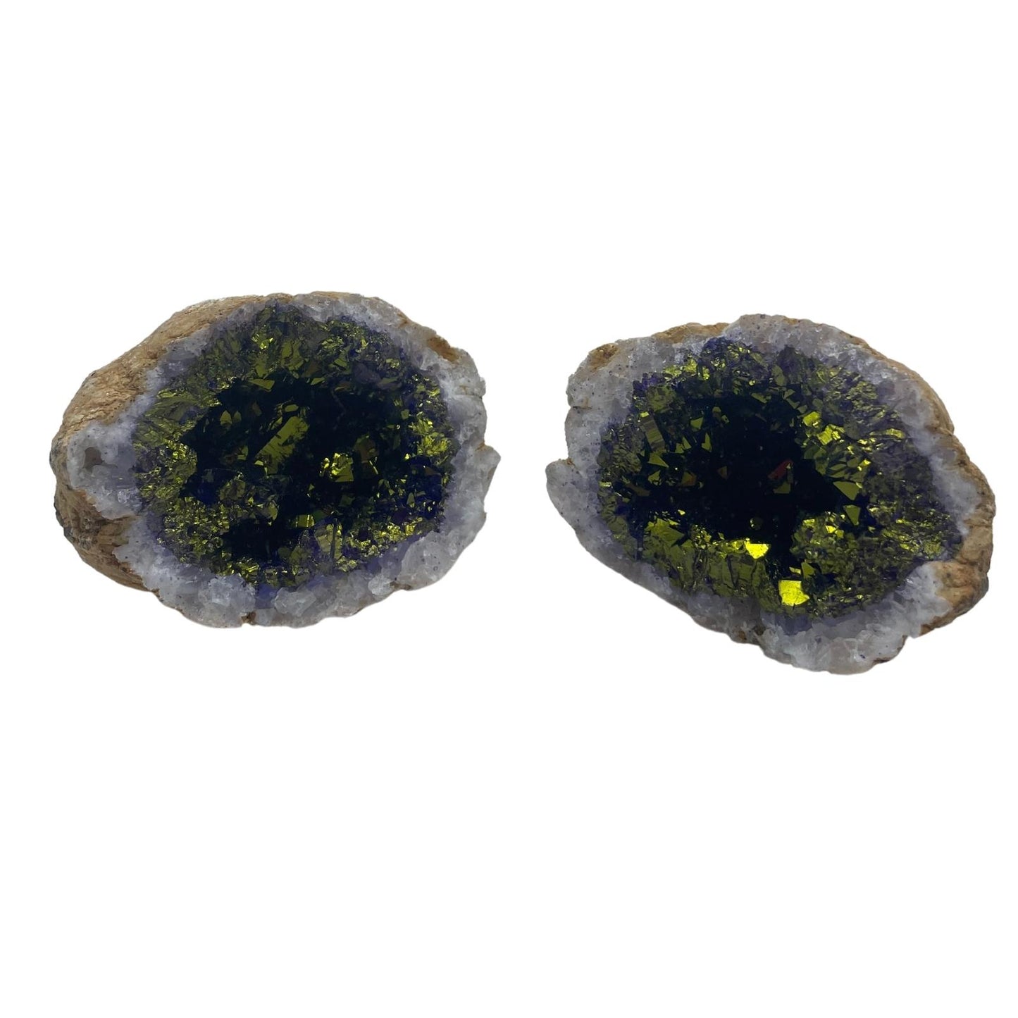 Farbige Calcit-Geoden - Naturstein - Lila &amp; Gold