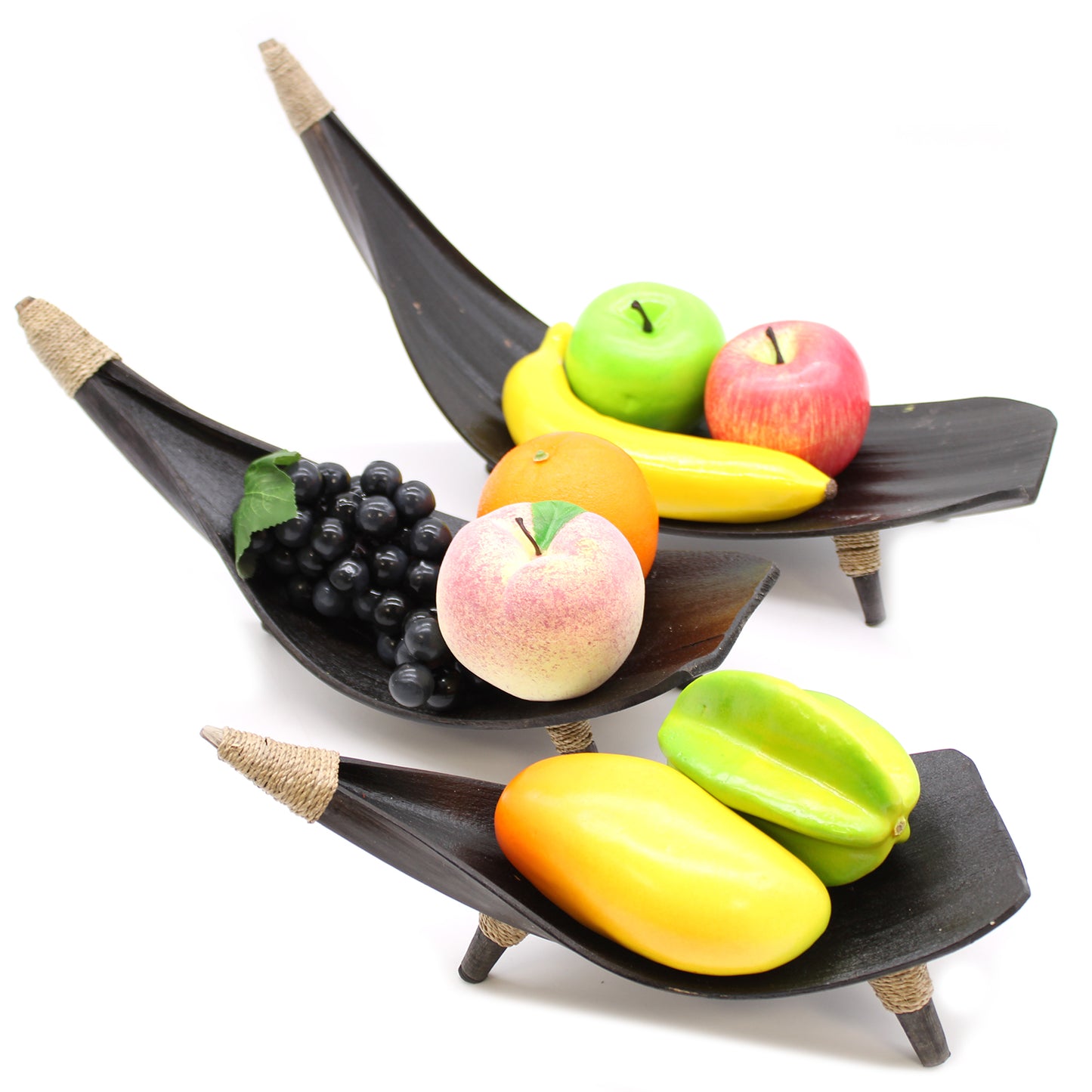 Ensemble de bols à fruits en feuille de coco - Chocolat
