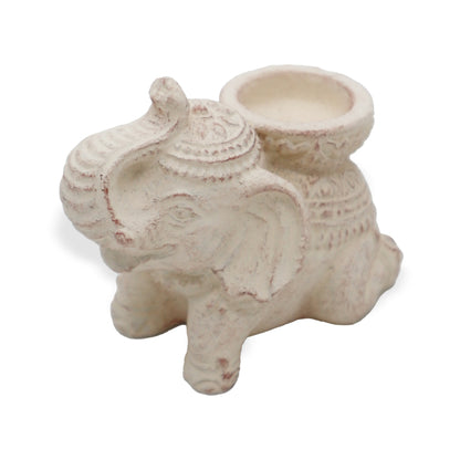 Porte-encens et bougie éléphant (crème)