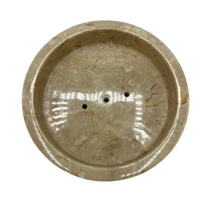 Porte-savon rond et plat en marbre miel