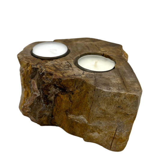 Kerzenhalter aus versteinertem Holz - Doppelt