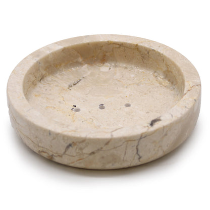 Porte-savon rond et plat en marbre miel