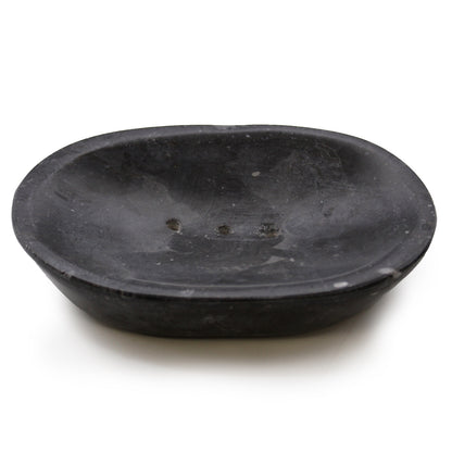 Porte-savon ovale classique en marbre noir