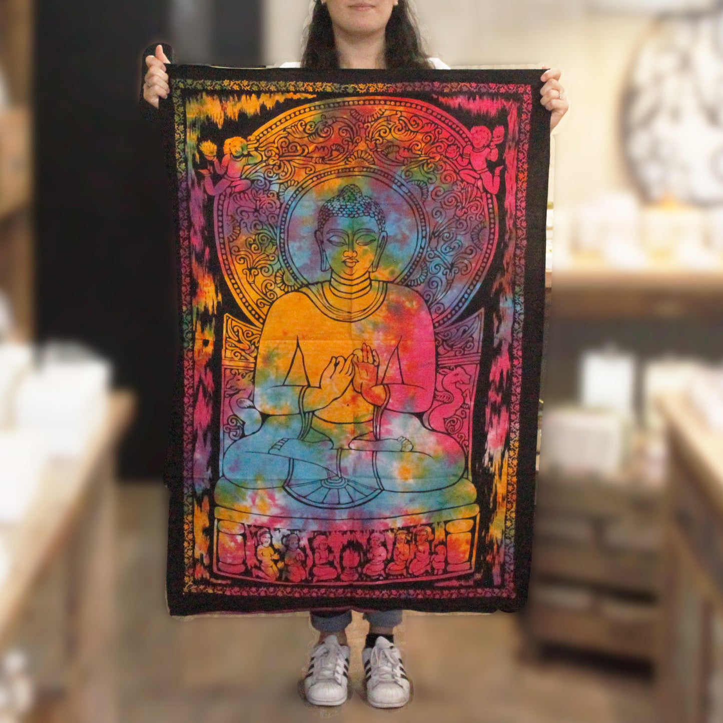 Wandkunst aus Baumwolle – Ruhiger Buddha