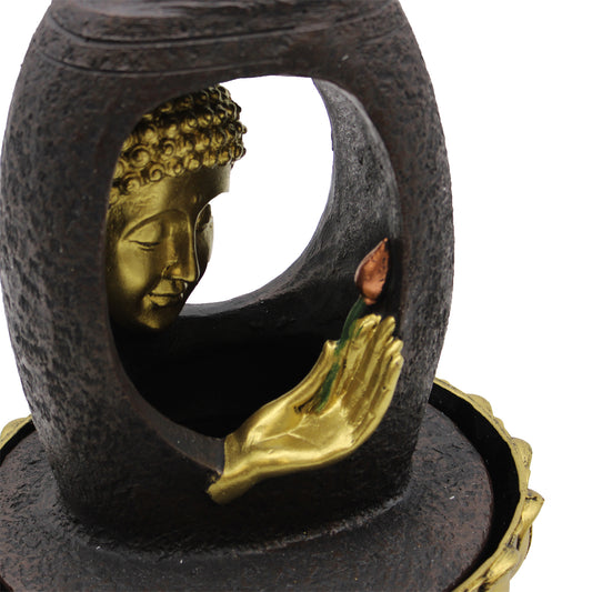Tischbrunnen - 30 cm - Goldener Buddha und Vitarka Mudra