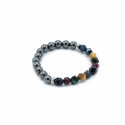 Geschnitztes Edelsteinarmband - Magnetischer Regenbogen