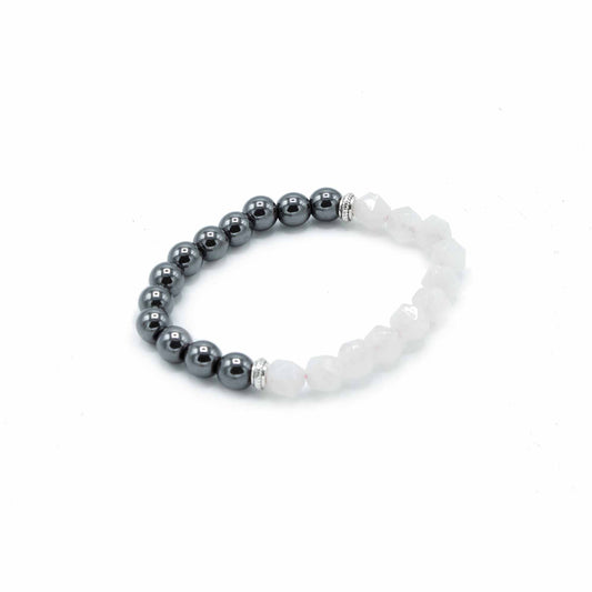 Geschnitztes Edelsteinarmband - Magnetischer Rosenquarz
