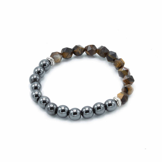 Geschnitztes Edelsteinarmband - Magnetisches Tigerauge