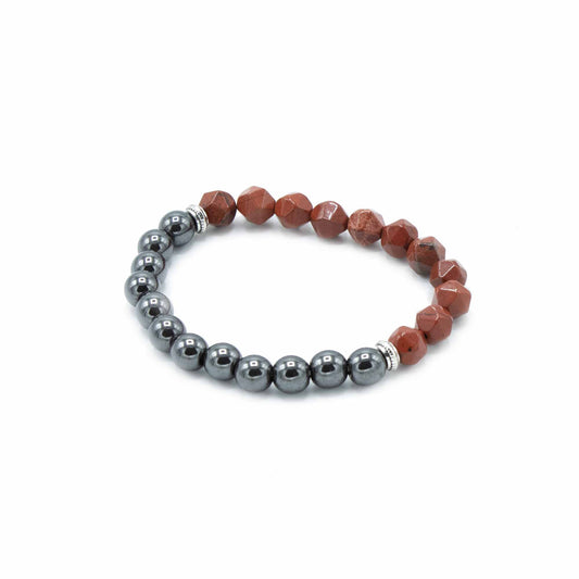 Geschnitztes Edelsteinarmband - Magnetischer roter Jaspis