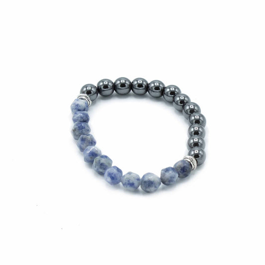 Geschnitztes Edelsteinarmband - Magnetischer Sodalith