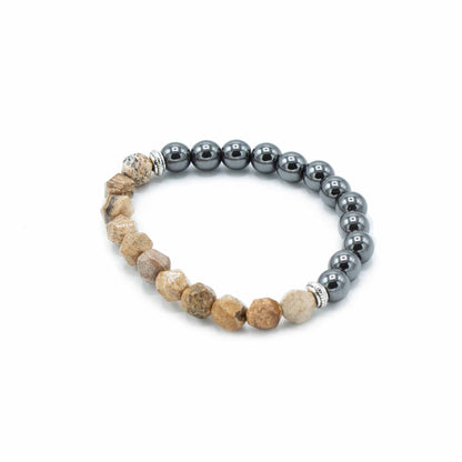 Geschnitztes Edelsteinarmband - Magnetischer gestreifter Jaspis