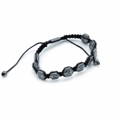 Hämatit-Shamballa-Magnetarmband – Sechseckige Totenköpfe
