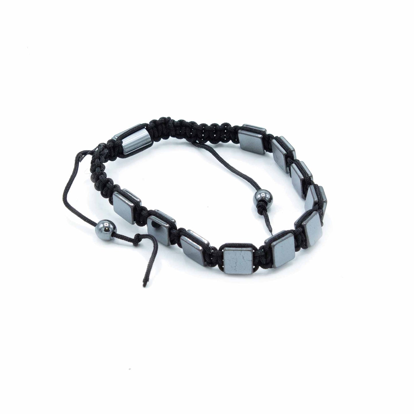 Shamballa Magnetisches Hämatitarmband - Flache Würfel