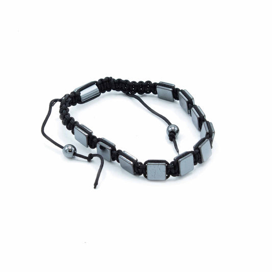 Shamballa Magnetisches Hämatitarmband - Flache Würfel