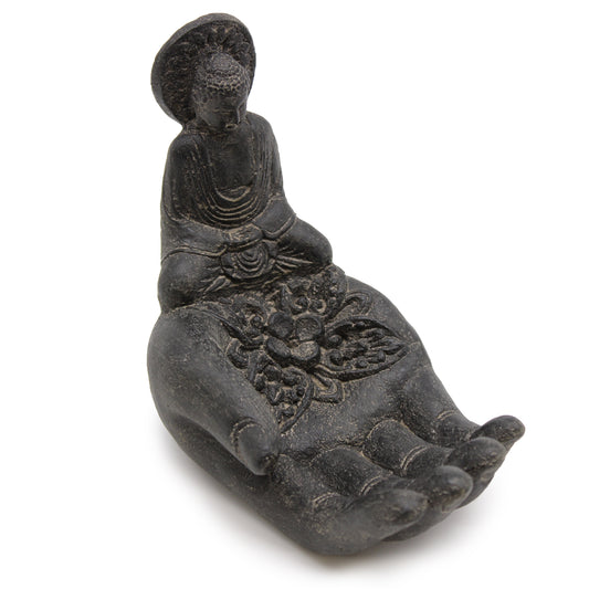 Buddha &amp; Hand-Räuchergefäß (Schwarz)