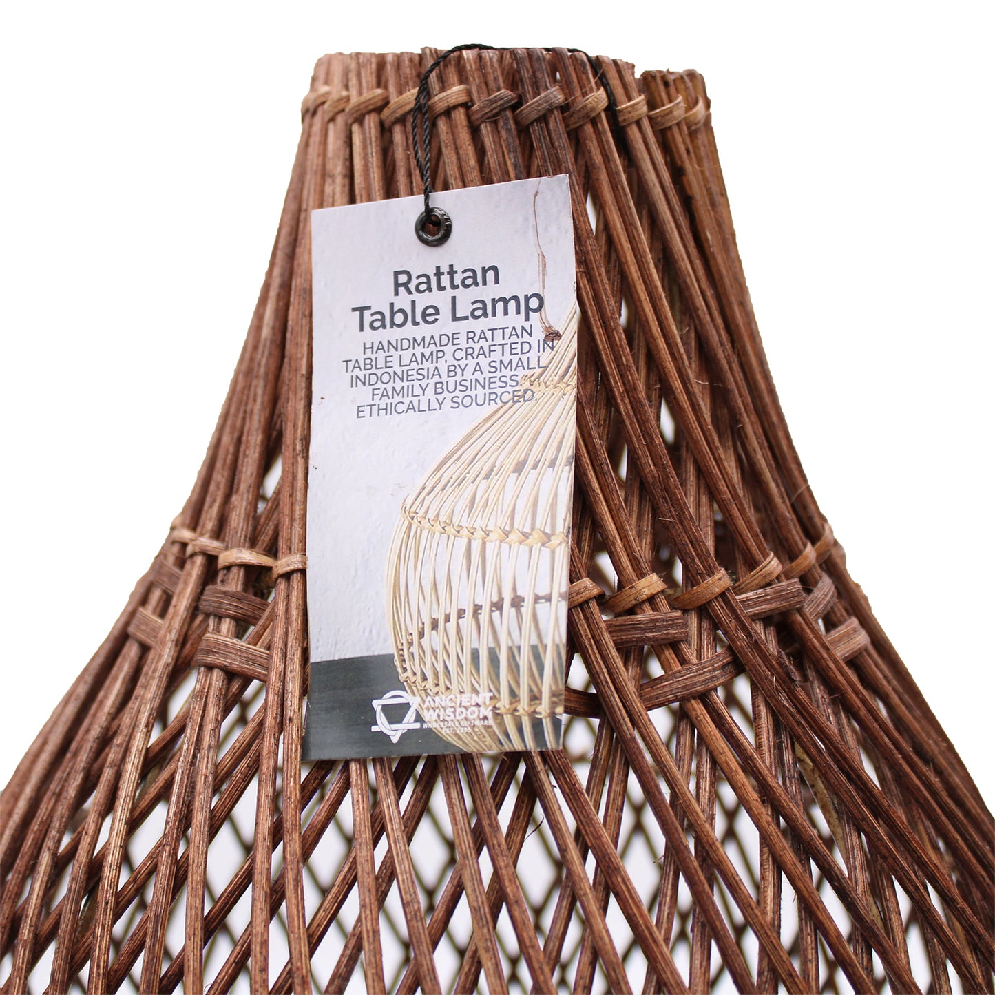 Rattan-Tischlampe - Dunkelbraun