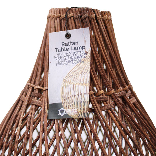 Rattan-Tischlampe - Dunkelbraun