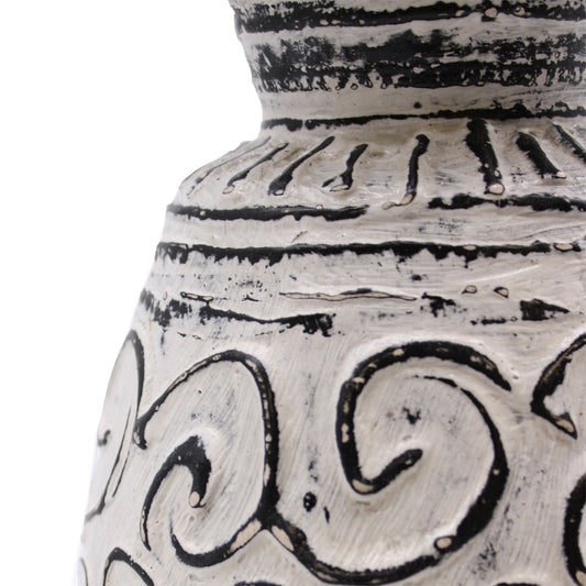 Keramikvase mit Wirbelmotiv - Creme