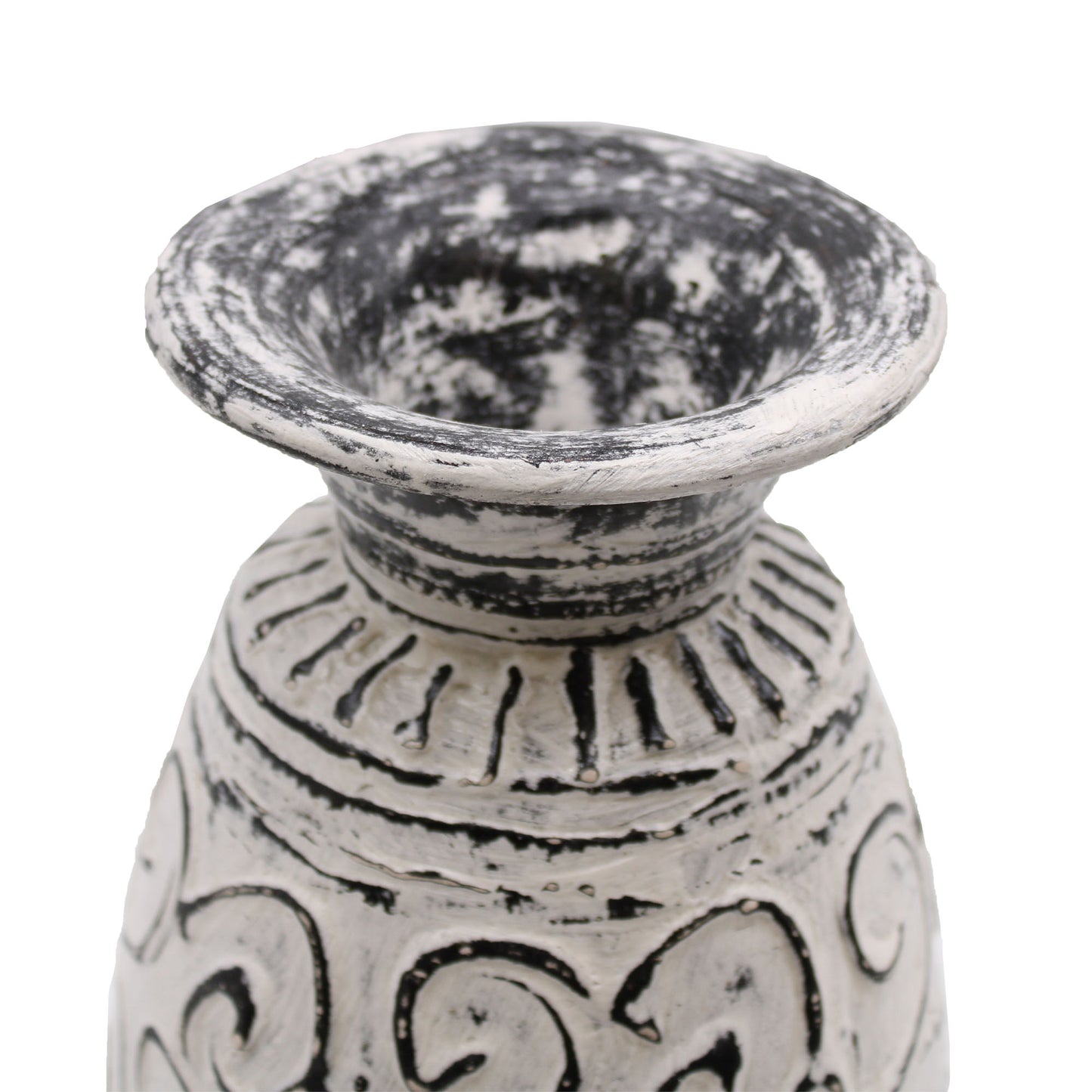 Keramikvase mit Wirbelmotiv - Creme