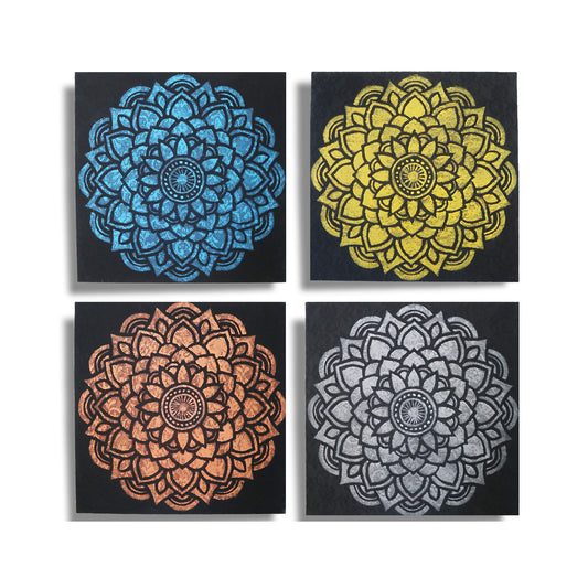 4er-Set Mandala-Brokatdetails 30x30cm