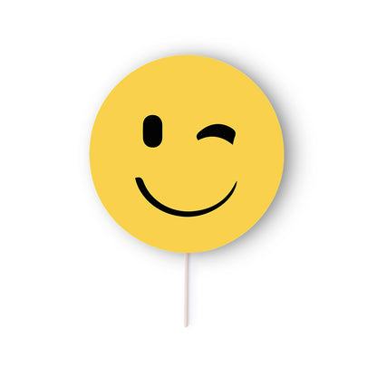 Abanico Selfie Emoji Papel Mango Madera