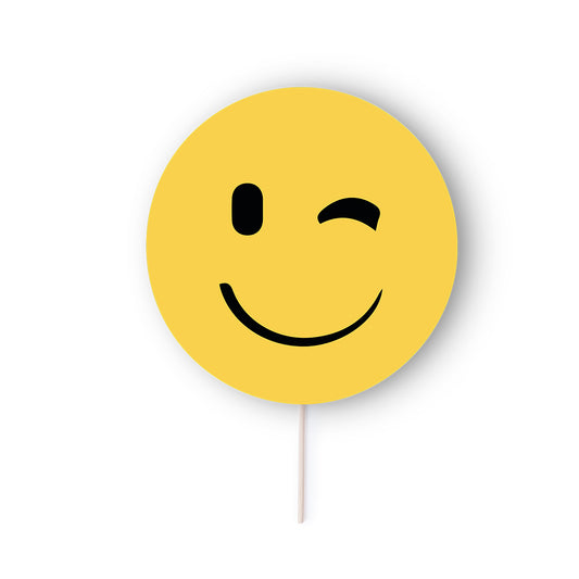 Abanico Selfie Emoji Papel Mango Madera